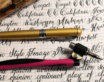 Handmade Oblique pen holder with converter for constant ink flow