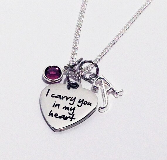 I carry you in my heart Memorial Necklace In memory of