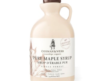 Organic, unblended, single forest maple syrup, packaged at our farm in the Eastern Townships of Southern Quebec