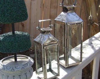 2 Hanging Hurricane Lanterns, Hanging Candle Holders, Industrial Style Hanging Hurricane Lamps, Indoor Outdoor Lamps, Yard Porch Decor, Gift