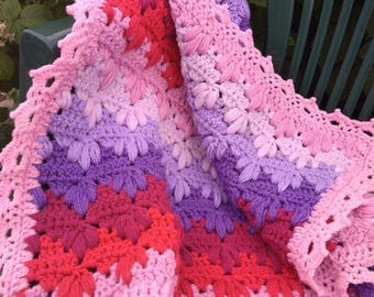 Crochet Baby Blanket Pink Purple blanket Baby Afghan Baby Shower Gift Cover for Baby Girl Photography Prop Crib Blanket New baby gift