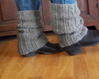Wool Leg warmers ~ 5" wide x 14" long ~ boot cuffs, one size fits most, bulky, fold over,hand knit, price includes domestic shipping