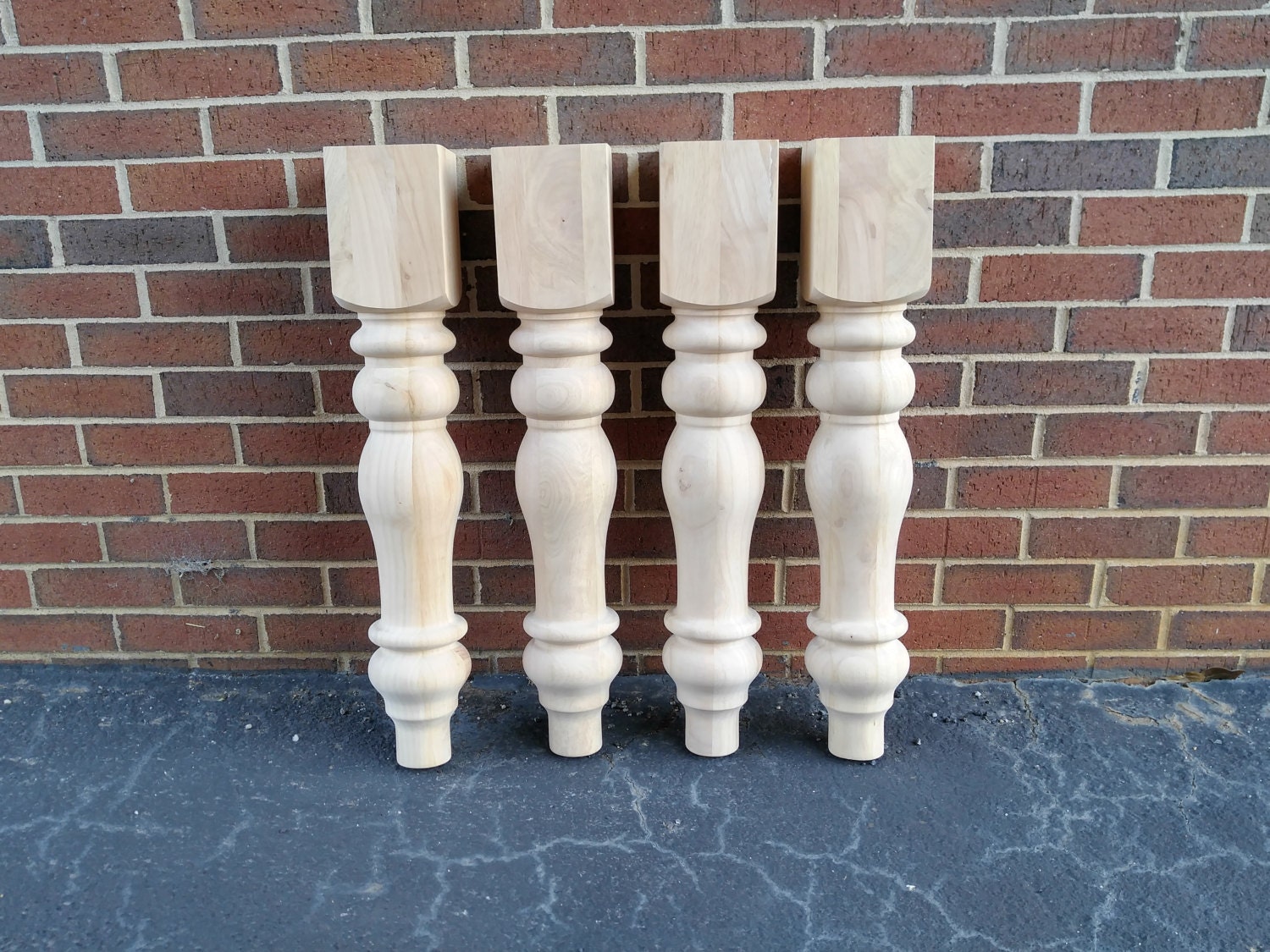 Unfinished Farmhouse Dining Table Legs Wood Legs. Turned