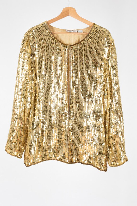 Gorgeous vintage gold sequin jacket