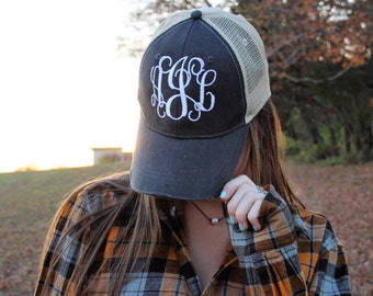 Monogrammed Trucker Hat - Monogrammed Hat - Women's Hat - Trucker Hat - Monogram Trucker Hat - Ladies Hat - Monogram Hat - Cap