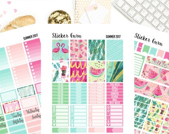 Summer 2017 Watermelon Flamingo // Printable Planner Stickers // Weekly Planner Sticker Kit // Erin Condren MAMBI Happy Planner // PDF Files