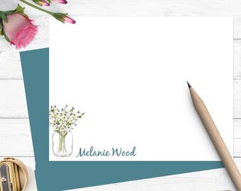 Daisy personalized note cards, Personalized stationery,Stationary for her, flat note cards,custom notecards,thank you cards, set of 10,PS014