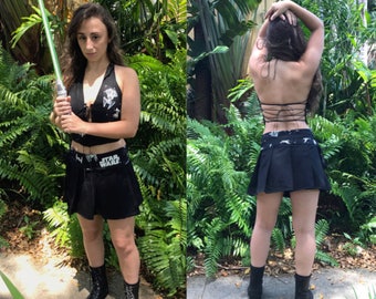 Star Wars Skirt Mini Pleated School Girl Skirt Reversible Black Skirt