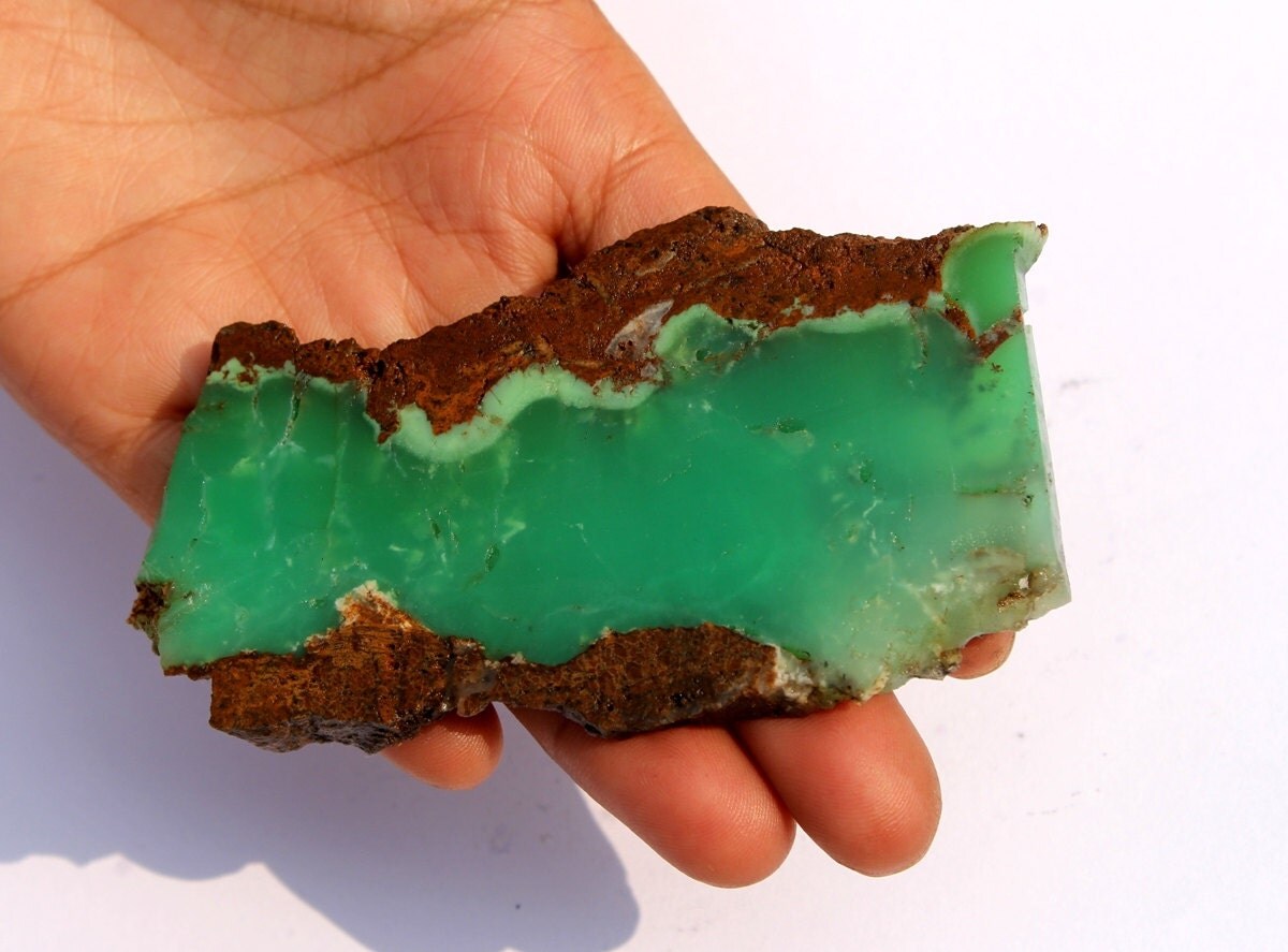 Huge 89x53x7mm Chrysoprase Rough Slab Gem Grade Raw