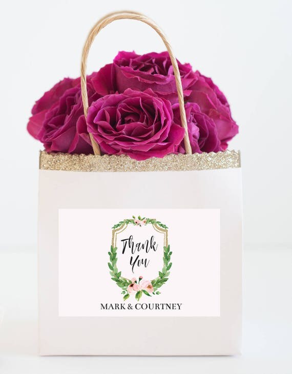 Items similar to Thank you Bags labels Personalized Wedding Favor Bag