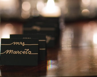 wedding place cards/ hand-lettered card-stock