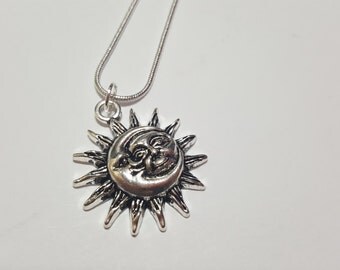 Sun Pendant, Sun Necklace, Moon Pendant, Moon Necklace, Sun Moon Necklace, Sun Moon Jewelry, Celestial Jewelry, Celestial Necklace, Gift