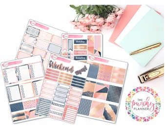 Weekly Planner Sticker Kit for use with ERIN CONDREN LIFEPLANNERTM // Rose Gold & Navy Planner Sticker Kit