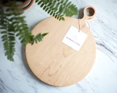 Large Round Maple Wood Cutting Board with Handle, Round Cutting Board, Round Serving Board, Wood Serving Board - FREE CARE KIT