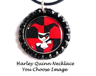 Harley Quinn Necklace, party favors, harley quinn jewelry, suicide squad, joker, harley quinn charms, kids jewelry, childrens jewelry,silver
