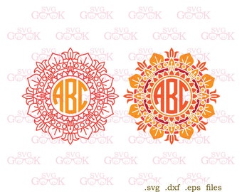 Mandala Monogram Frame SVG cut files, Mandala svg cut files for use with Silhouette, Cricut and other Vinyl Cutters, digital cut file