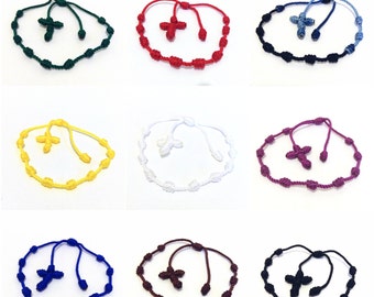 Set of 2: Handmade Knotted Rosary Bracelet (Decenario) - Gifts for Baptism, Communion, Confirmation, Wedding, Religious, Prayer, Friendship