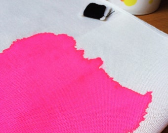 Neon Pink // Hand painted 28ct evenweave fabric // Bright Colours, One of a kind, Cross Stitch Fabric, Bright Pink, Hand painted, DIY
