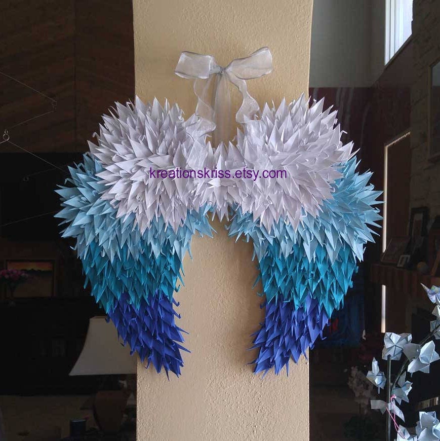 Ángel azul Ombre alas alas de Ángel de papel Senbazuru