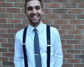 Monogrammed Mens Suspenders // Wedding Personalized Suspenders // Men Homecoming Prom Monogram Suspenders //