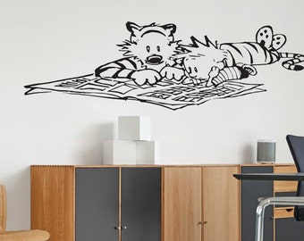 Calvin and Hobbes - Reading the Newspaper - Vinyl Wall Decal