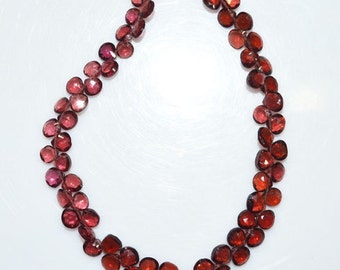 1 Strand Natural Mozambique Garnet Heart Shape Beads - Mozambique Garnet Faceted Briolette , 4x4 - 6x6 mm , 8" - BL1562