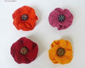 Poppy brooch Mom from daughter Red poppy decor Wedding lapel brooch Red poppy accessory Remembrance poppy flower pin Veterans day poppy
