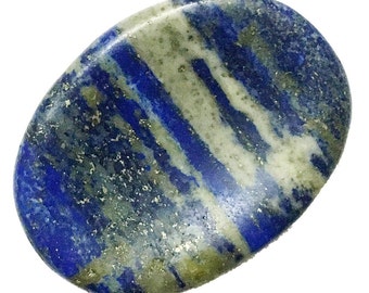 Natural Lapis Lazuli Palm Stone - Blue Worry Stone, Thumb Stone, Chakra, Crystal Healing