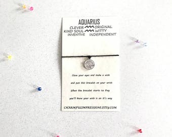 Aquarius Zodiac Bracelet AstrologyBracelet Wish Bracelet Gift Wish Bracelet Favor Inspirational Wish Bracelet Zodiac Bracelet Zodiac Gift