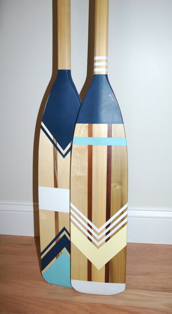 SET Hand Painted Decorative Canoe Paddle Oar Wall Art wood