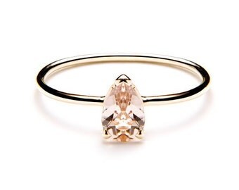PEAR ring / pear shaped ring / pear cut ring / pear morganite ring / pear morganite
