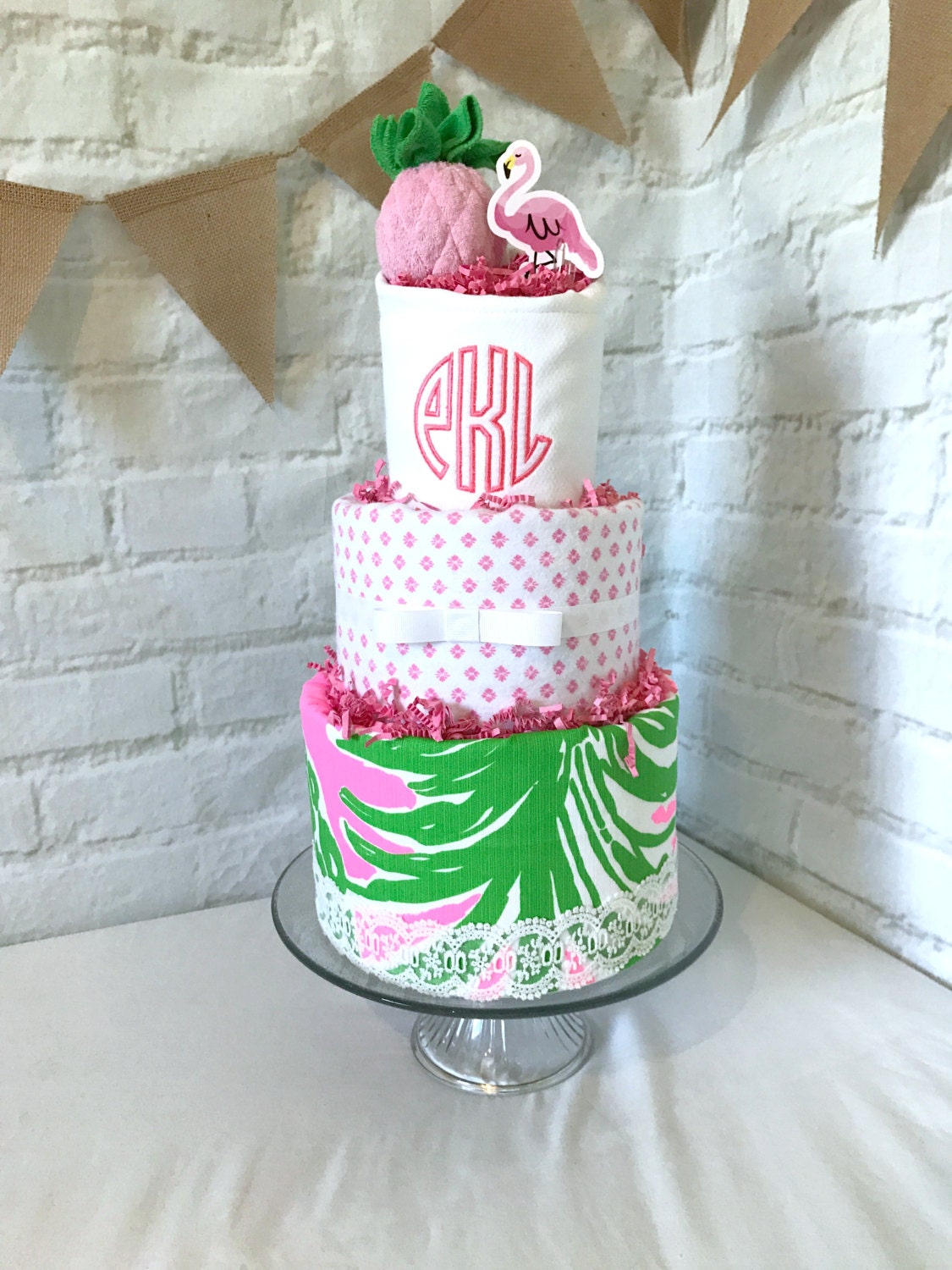Tropical Baby Shower, Lilly Pulitzer Baby, Pineapple baby shower, Flamingo baby shower, Baby Shower Centerpieces, Personalized baby gift