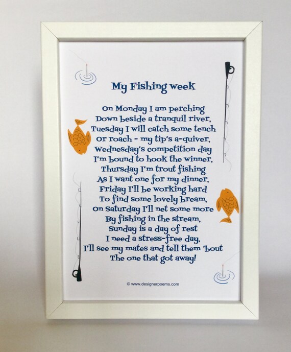 Items similar to Funny fishing poem, My Fishing Week poem