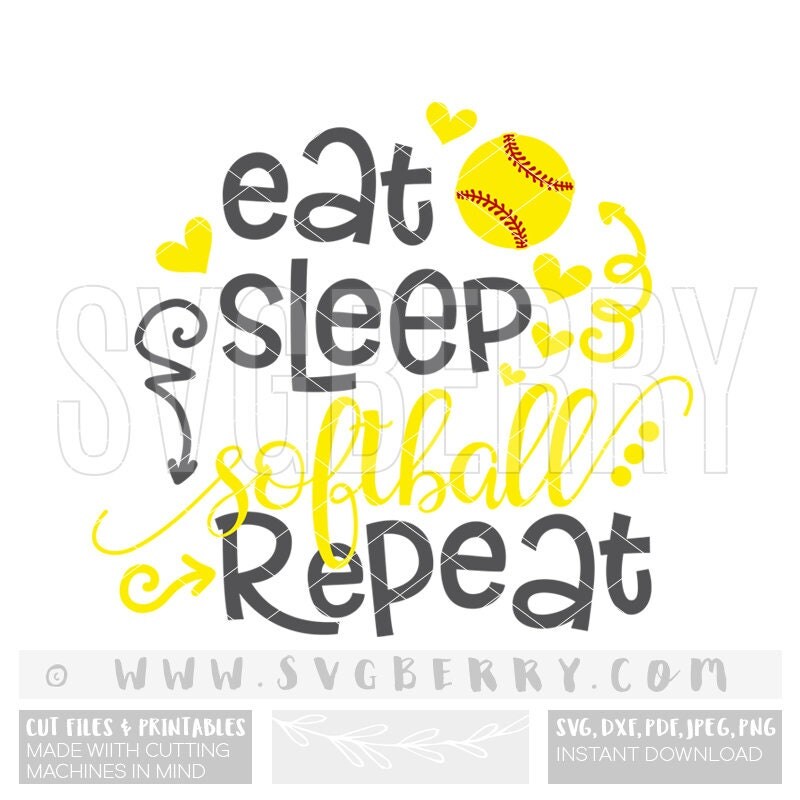 Download Eat Sleep Softball Repeat SVG / Eat Sleep Baseball Repeat