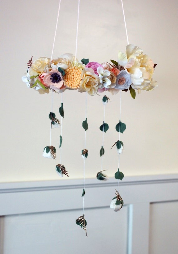 Items similar to Baby Mobile, Nursery flower mobile, Felt Flower mobile, Crib mobile, Baby Girl