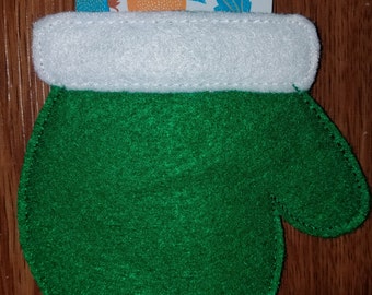 Christmas Mitten Gift Card Holder In The Hoop DIGITAL FILE
