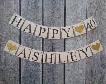 HAPPY 40th signs, happy birthday banner, 40th birthday banner, birthday signs, custom birthday banner, happy birthday signs, birthday decor