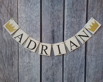 A wild one banner, where the wild things are banner, wild one birthday banner, baby shower decor,custom name sign, personalized name banner