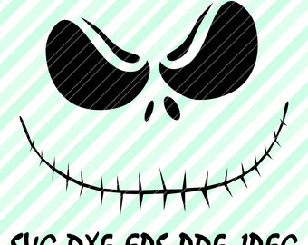 Jack Skellington Nightmare Face SVG DXF EPS Jpg Files Vector Cuttable Design Cricut Silhouette Cameo Studio Digital Cut Print Mags TShirt