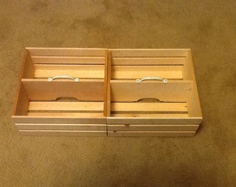 Wooden crates, stackable crates with handles, two sectional crates, storage crates. Two crates and more are available.