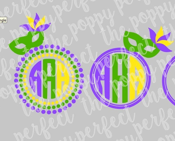 Download 3 Mardi Gras Mask Monogram Frames SVG by theperfectpoppysvg