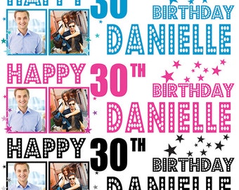 2 x Personalized Birthday Banner Party Stars Photo Kids party- any name ages.photos