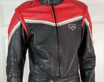 Swedish Vintage Leather Motorcycle Jacket Men's, Distressed Leather, Jofama Leather Jacket, Motorcycle Racing Jacket: Size M (38-40)