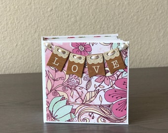 Handmade premade scrapbook album, birthday girl, floral album, memory book, brag book, gifts for her, instax photo album, ready to ship