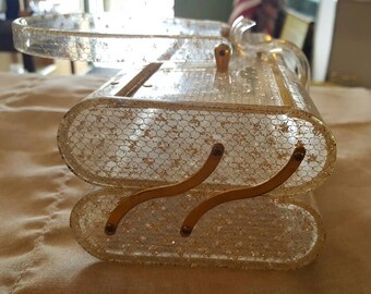 Wilardy Stardust Lucite Purse Vintage Double Decker Excellent Condition