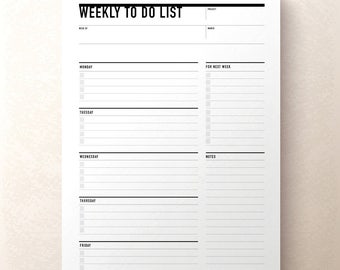 Printable Weekly To Do List, Week Agenda Planner, Printable To Do list, Student Planner, Weekly Action Plan, Student Agenda, Weekly Planner