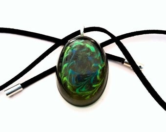 Blue and Green Swirl Glow In The Dark Pendant
