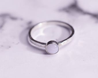 Blue Lace Agate Silver Satellite Ring