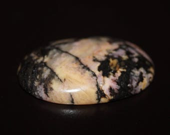 Rhodonite Cabochon - Oval Pink and Black Gemstone Cabochon - DLML9