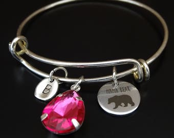 Mama Bear Bracelet, Mama Bear Bangle, Mama Bear Charm, Mama Bear Pendant, Mama Bear Jewelry, Mama Bear Gift, Mama Bear Bracelet Silver